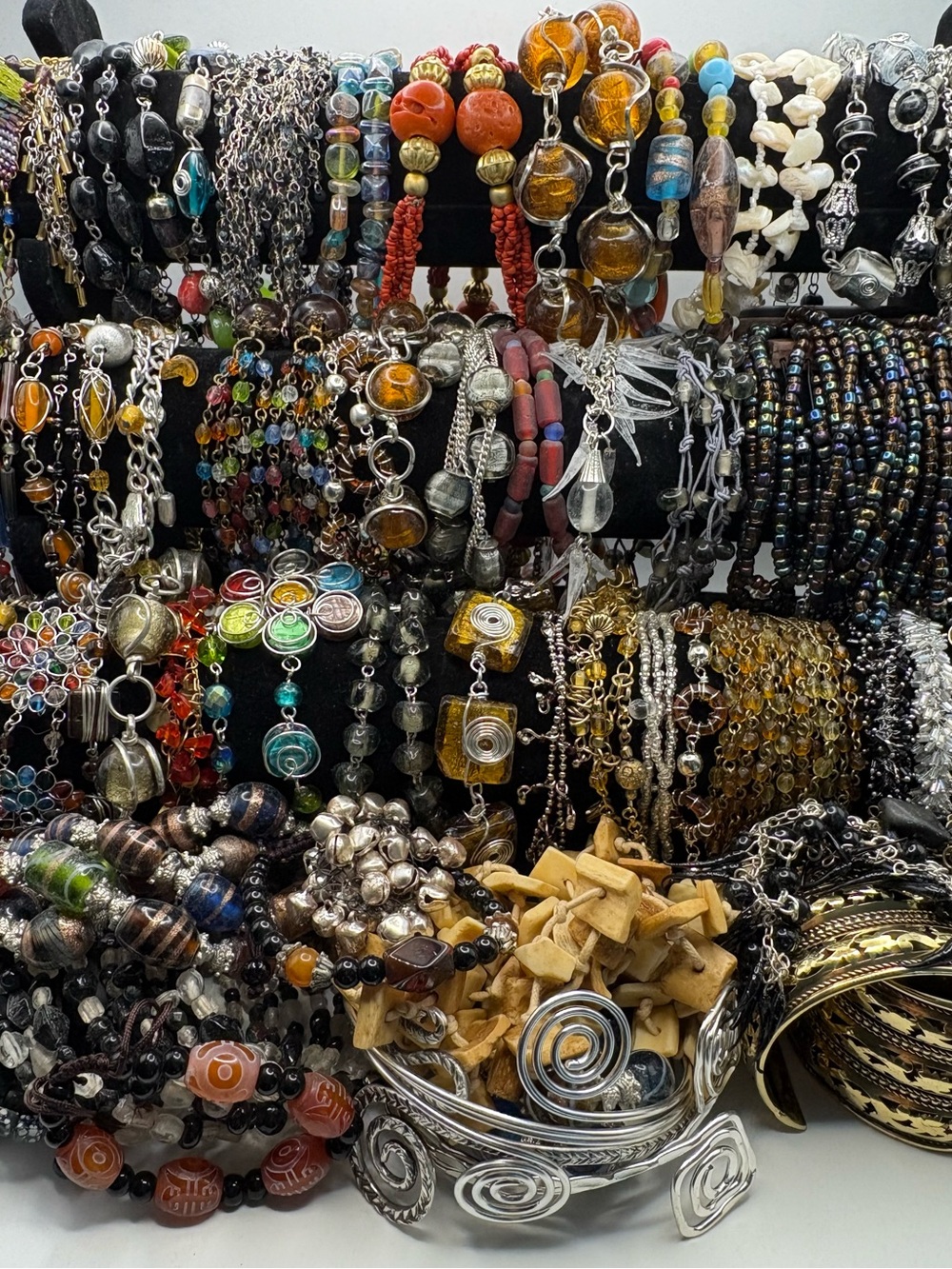 57 piece lot Bohemian jewelry necklaces bracelets anklets cuffs